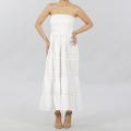 Meetu Magic Women's White Lace-trimmed Cotton Maxi Dress