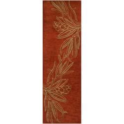 Hand-tufted Red Mahal New Zealand Wool Rug (2'6 x 8')