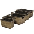 Set of Four Antique Finish Rattan Space Saver Storage Set (China)