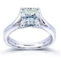 14k Gold Radiant-cut Moissanite Solitaire Split Shank Ring
