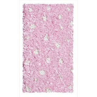 Manam Flower Shaggy Raggy Pink Shag Rug (3' x 5')