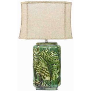 Integrity 29-inch Green Raised Leaf Reactive Ceramic Table Lamp