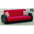 Berline Red Microfiber/ Black Sofa Bed