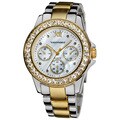 Vernier Ladies Dazzling Boyfriend Mother of Pearl Dial Faux-Chrono Bracelet Watch
