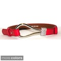 Women's Patent Leather Rhinestone Buckle Belt