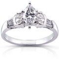 14k Gold 1 1/10ct TDW Certified Marquise Diamond Engagement Ring (E, SI1)