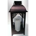 Paradise Solar Powered Bronze Moroccan Style Metal Lantern with Flameless Candle (Set of 2)