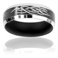 Black-plated Stainless Steel Tribal Inlay Ring