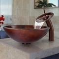 Vigo Brown and Gold Fusion Glass Vessel Sink and Waterfall Oil Rubbed Bronze Faucet Set