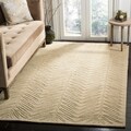 Martha Stewart Chevron Leaves Oolong Tea Gree Wool/ Viscose Rug (4' x 6')