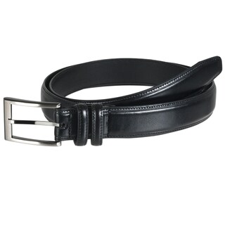 Geoffrey Beene Men's Black Topstitched Leather Belt