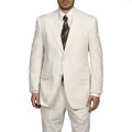 Adolfo Men's Tan/ White Seersucker Suit
