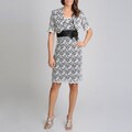 R & M Richards Women's Black/ White Embroidered Jacket Dress