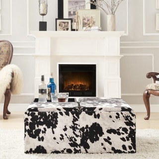 Decor Black White Cow Hide Modern Storage Ottoman