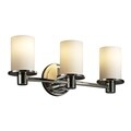 Flat Rim 3-light Opal Cylinder Polished Chrome Bath Bar