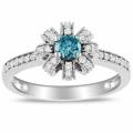 14k White Gold 1/2ct TDW Blue and White Diamond Ring (H-I, I1-I2)