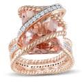 Miadora 18k Gold over Sliver Morganite and 1/3ct TDW Diamond Ring (H-I, I1-2)