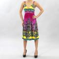Meetu Magic Women's Purple / Yellow Paisley Border Print Embellished Dress