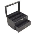 Carbon-fiber Pattern-finish Glass Top One-drawer 20-watch Case