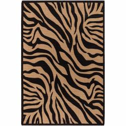 Flat-weave Mandara Zebra Print Flora Rug (5' x 7'6)
