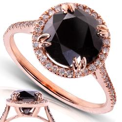 14k Rose Gold 3 5/8ct TDW Certified Black Diamond Ring (H-I, I1-I2)