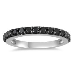 Miadora 10k White Gold 3/4ct TDW Black Diamond Ring