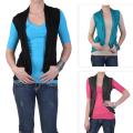 Journee Collection Junior's Lace Backed Sleeveless Open Front Cardigan