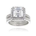 Icz Stonez Silvertone CZ Bridal Ring Set
