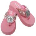 Hidden Sole Women's Pink Rhinestone Flip-flops