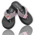 Hidden Sole Women's Black Pink Crystal Flip Flops