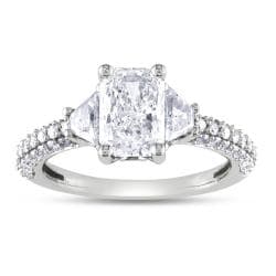Miadora 14k Gold 2 1/3ct TDW Certified Radiant Diamond Ring (H, VS2)