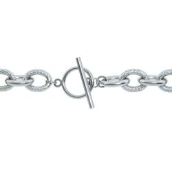 Eternally Haute Steel White Czech Crystal Heart Lock Necklace