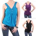 Journee Collection Women's Sleeveless Embellished V-neck Top