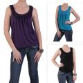 Journee Collection Women's Sleeveless Scoop Neck Rosette Bib Top