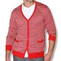 191 Unlimited Men's Red Stripe Cardigan Sweater