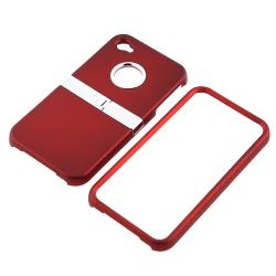 BasAcc Red/ Chrome Stand Snap-on Case for Apple iPhone 4/ 4S