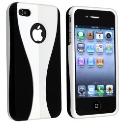 BasAcc White/ Black Snap-on Rubber Coated Case for Apple iPhone 4/ 4S