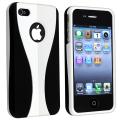 BasAcc White/ Black Snap-on Rubber Coated Case for Apple iPhone 4/ 4S