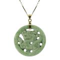 Gems For You 14k Gold over Silver Jade Dragon Necklace