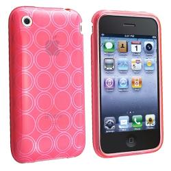 BasAcc Clear Hot Pink Circle TPU Rubber Case for Apple iPhone 3G/ 3GS