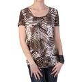 Journee Collection Women's Plus Stretchy Short-sleeve Print Shirt
