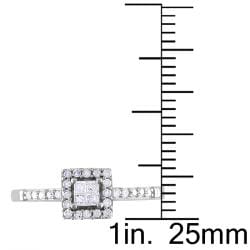 Miadora 14k White Gold 1/5ct TDW Diamond Halo Ring