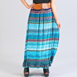 Meetu Magic Mixed Print Turquoise Maxi Skirt | Overstock.com :  fashion casual popular skyblue