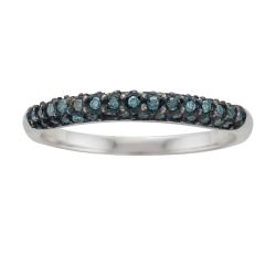 Sterling Silver 1/4ct TDW Blue Diamond Stackable Ring