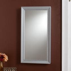 Serenity Wall-mount Jewelry Storage Mirror with Silver Finish