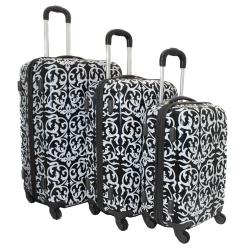 World Traveler Designer Prints Damask 3-piece Lightweight Hardside Spinner Luggage Set
