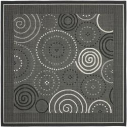 Poolside Black/ Sand Indoor Outdoor Rug (6'7 Square)