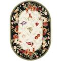 Hand-hooked Roosters Ivory/ Black Wool Rug (4'6 x 6'6 Oval)