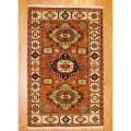 Indo Hand-knotted Kazak Rust/ Ivory Wool Rug (3' x 5')