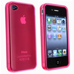 BasAcc Clear Hot Pink TPU Rubber Skin Case for Apple iPhone 4 AT&T